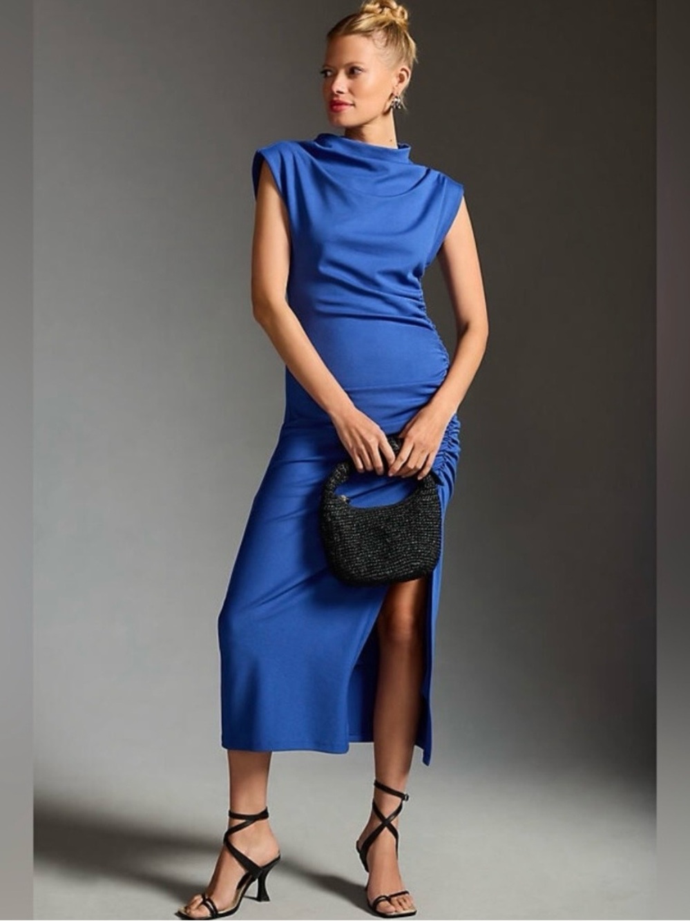 By Anthropologie The Maya Ruched Cowl Neck Dress